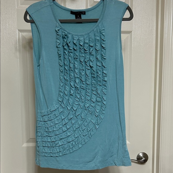 Willi Smith Tops - Willi Smith Aqua Ruffle-Front Sleeveless Tank Soft Teal Stretchy Lightweight M